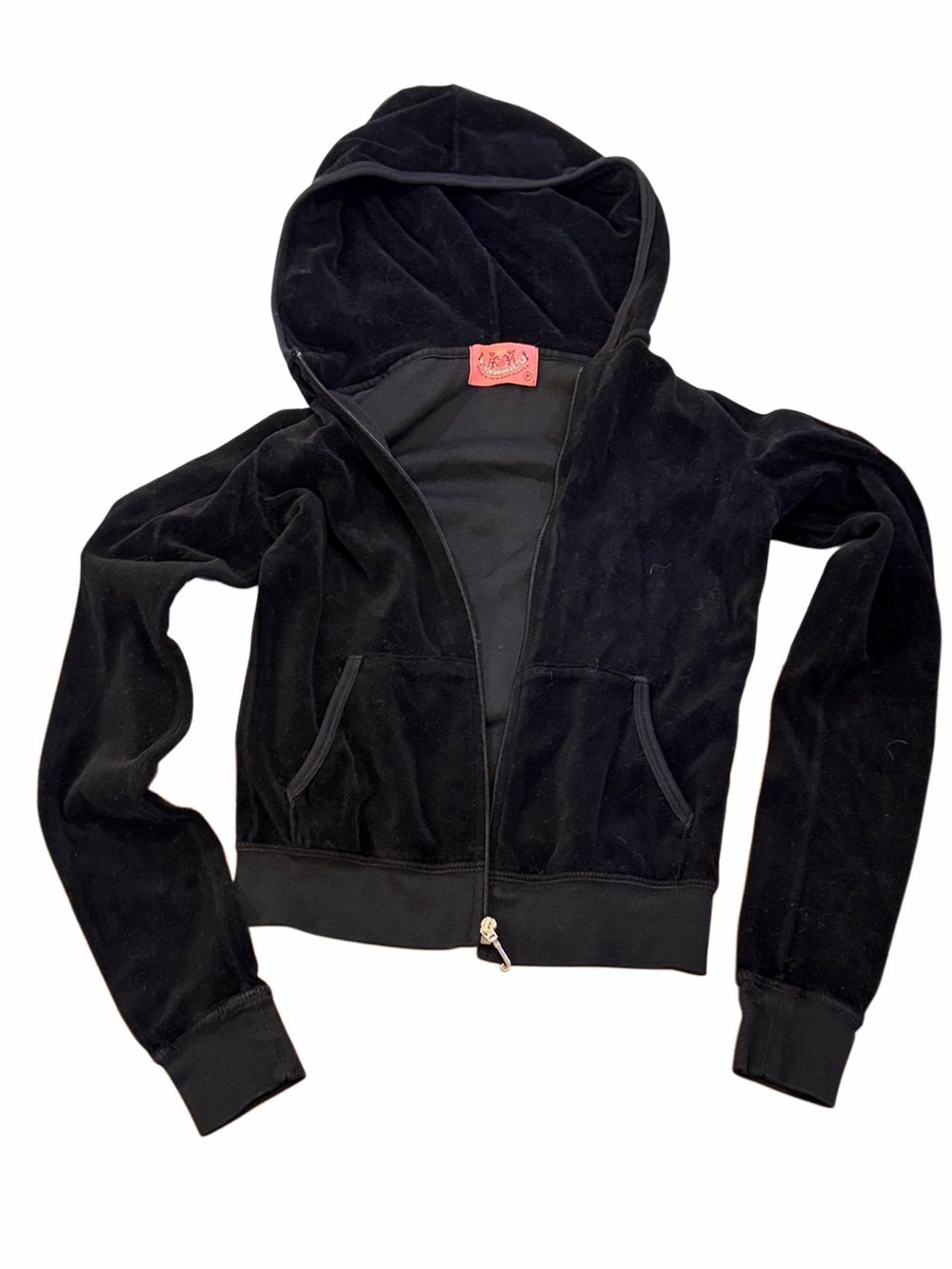 Juicy Couture Black Velour Hoodie with Love & Luxury Back Graphic - Picture 2 of 3